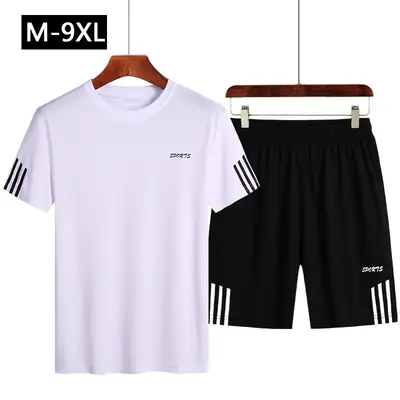 Men's White Black Sports Suit M-9XL