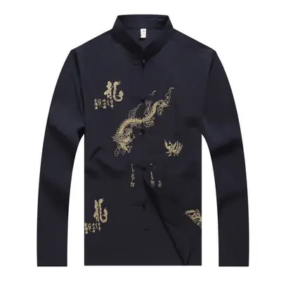 Men's Embroidered Dragon Tang Suit Summer Long Sleeve