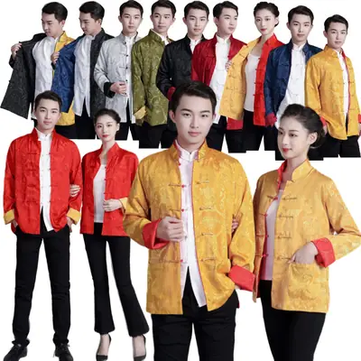 Men Women Chinese Tang Suit Jacket Cotton Blend Multi Color