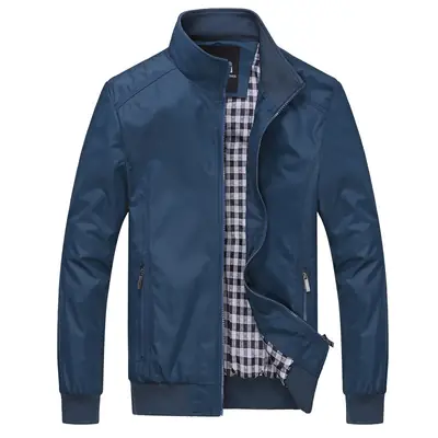 Men Blue Casual Thickened Jacket Autumn Loose Fit