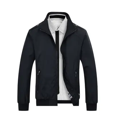 Men's Black Slim Fit Autumn Jacket Casual