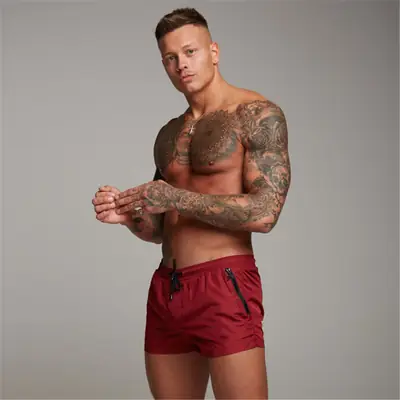 Men's Red Quick-Dry Beach Shorts with Liner