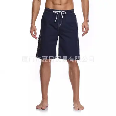 Men's Black Quick-Dry Beach Shorts Loose Fit Summer