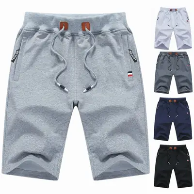 Men Casual Drawstring Shorts Summer Grey Navy Black