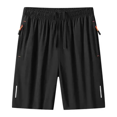 Men Black Quick-Dry Loose Shorts Summer