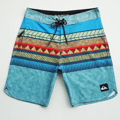 Men Quiksilver Printed Beach Shorts Blue Loose Fit