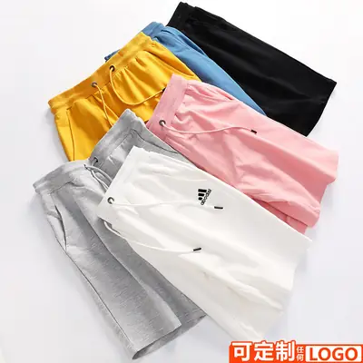 Men Cotton Solid Color Sports Shorts Multi Colors