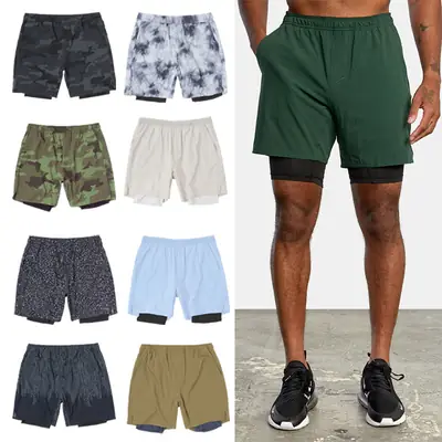 Men Double Layer Quick Dry Running Shorts Summer Breathable Lightweight