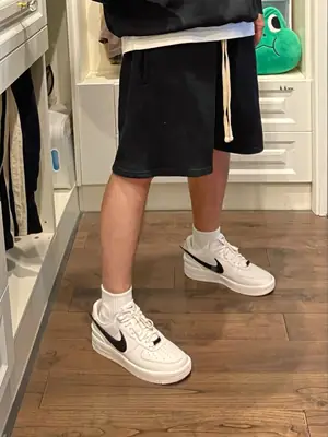 Men's Black Cotton Shorts with White Sneakers