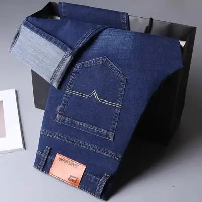Men's Plus Size Stretch Denim Trousers Blue Loose Fit