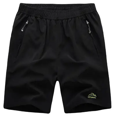 Men Black Quick-Dry Plus Size Sports Shorts