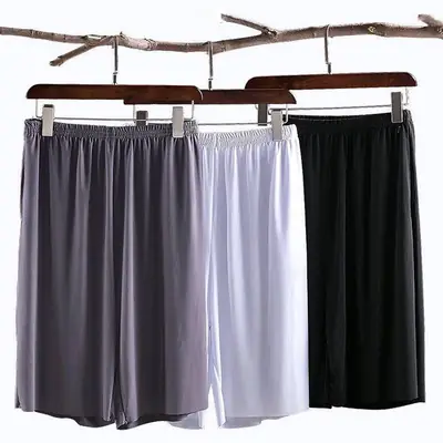 Men Ice Silk Shorts Loose Breathable White Black Grey