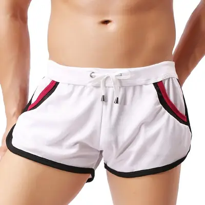 Men White Mesh Sports Shorts Summer Casual Fit