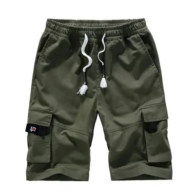 Men Cotton Cargo Shorts Olive Loose Plus Size