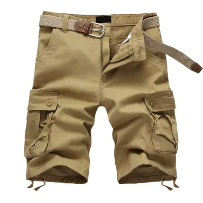 Men Khaki Cargo Shorts Plus Size Summer Casual Loose Fit