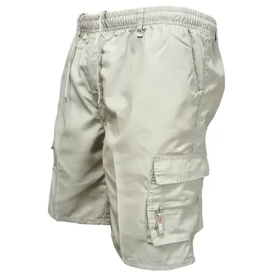 Men Khaki Cargo Shorts Loose Fit Summer Sports