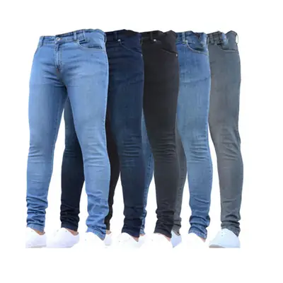 Men Slim Fit Stretch Denim Pants Multi Colors