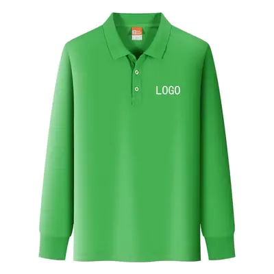 Green Long Sleeve Polo Shirt Custom Logo Workwear