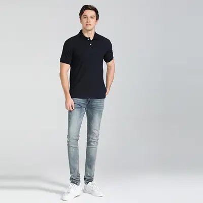 Men Navy Cotton Polo Shirt Short Sleeve Pakistan