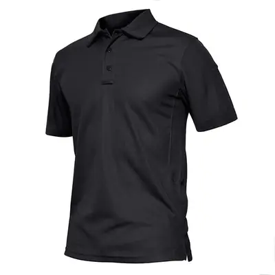 Men Black Sporty Short Sleeve Polo Shirt