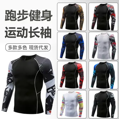 Men's Long Sleeve Sports T-Shirt Breathable Running Training Black Multi-color