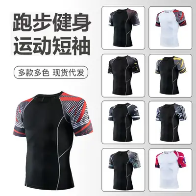 Men's Breathable Running T-Shirt Short Sleeve Sporty Black Red