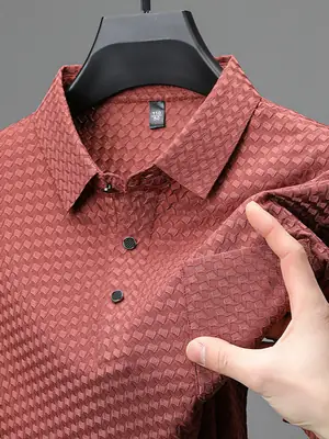 Men Summer Short Sleeve Polo Shirt Red Casual Stretch