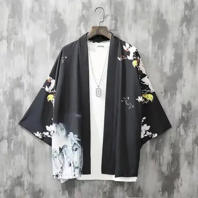 Vintage Plum Blossom Couple Robe Women M-Plum Yellow Black