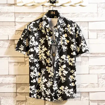 Men Summer Short Sleeve Lapel Shirt Multi Color