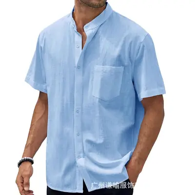 Men Cotton Button Down Shirt White Plus Size Summer