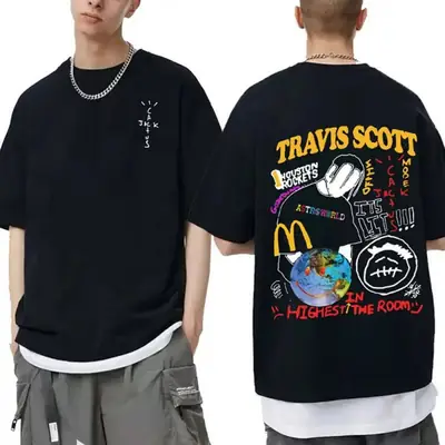 Travis Scott Graphic T-Shirt Cotton Summer Unisex