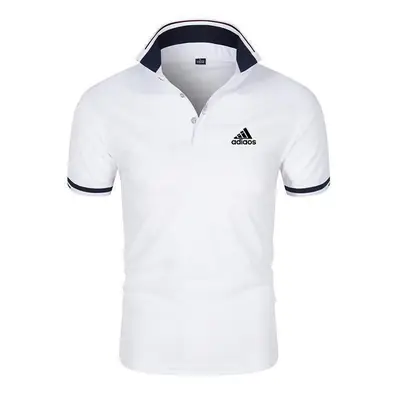 Men Slim Fit Polo Shirt White Navy Trim