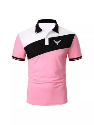 Men Pink Black Casual Polo Shirt 2024 New Collection