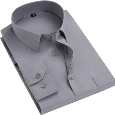 Light Gray Men's Long Sleeve Button Down Shirt
