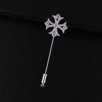 Crystal Cross Brooch Pin for Women Wedding Office Daily Wear