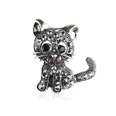 Retro Black Kitten Brooch for Women Daily Wear