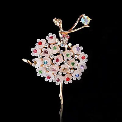 Dancing Girl Crystal Brooch for Women