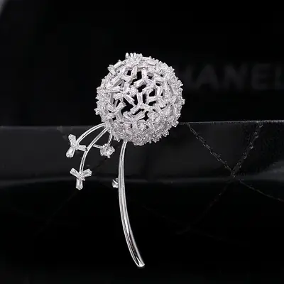 Elegant Dandelion Zircon Waist Pin for Weddings & Office