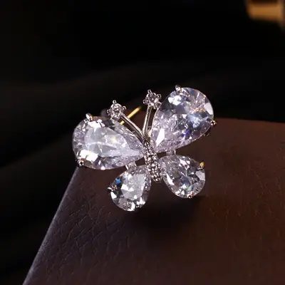 Butterfly Zircon Brooch for Women Wedding Office