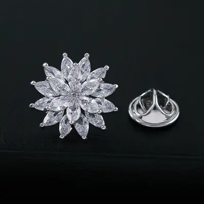 Double Layer Crystal Sunflower Brooch for Women