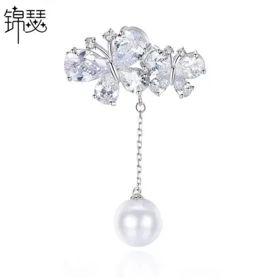 Korean Butterfly Pearl Pin for Women