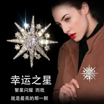 Star Brooch Silver Snowflake Luxury Wear