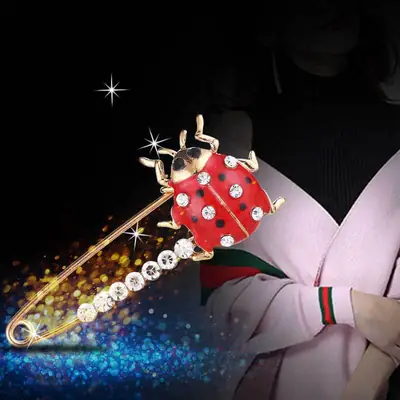 Korean Coccinella Ladybug Brooch with 7 Stars