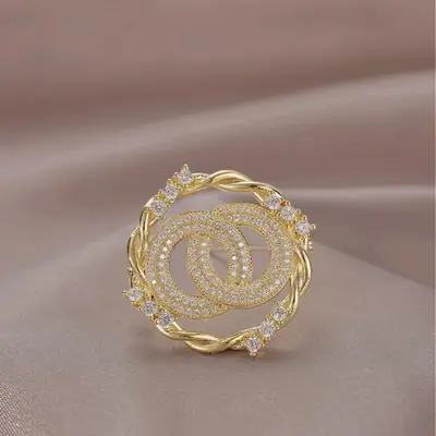 Gold Diamond Brooch for Men Wedding Office Wear