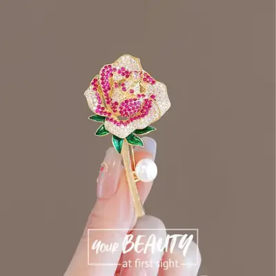 Rose Gold Rhinestone Brooch for Bridesmaids & Office Wear