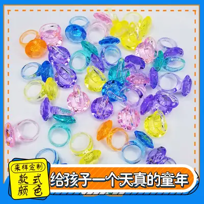Colorful Acrylic Gem Rings for Kids Daily Wear