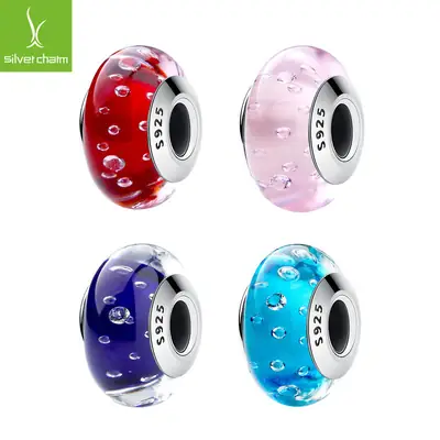 Bubble Glass Charm Set 4 Colors S925 Silver