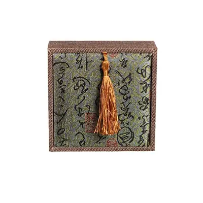 Linen Handcrafted Box with Golden Tassel for Jewelry Gifts thumbnail 5