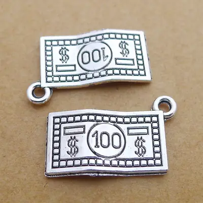 100 Dollar Bill Silver Pendants for Men Women