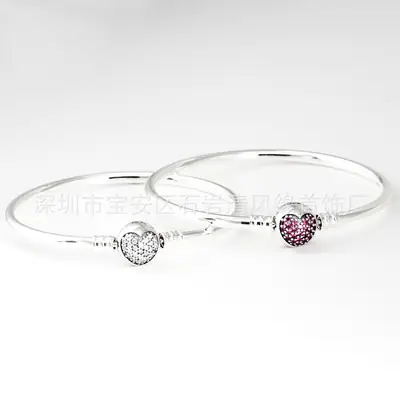 Heart Shaped Bracelets Silver Rose Red Sparkle